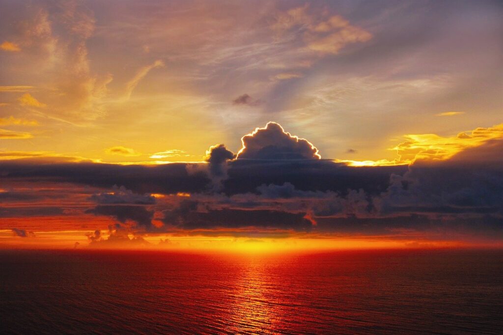 sunset, sea, sky
